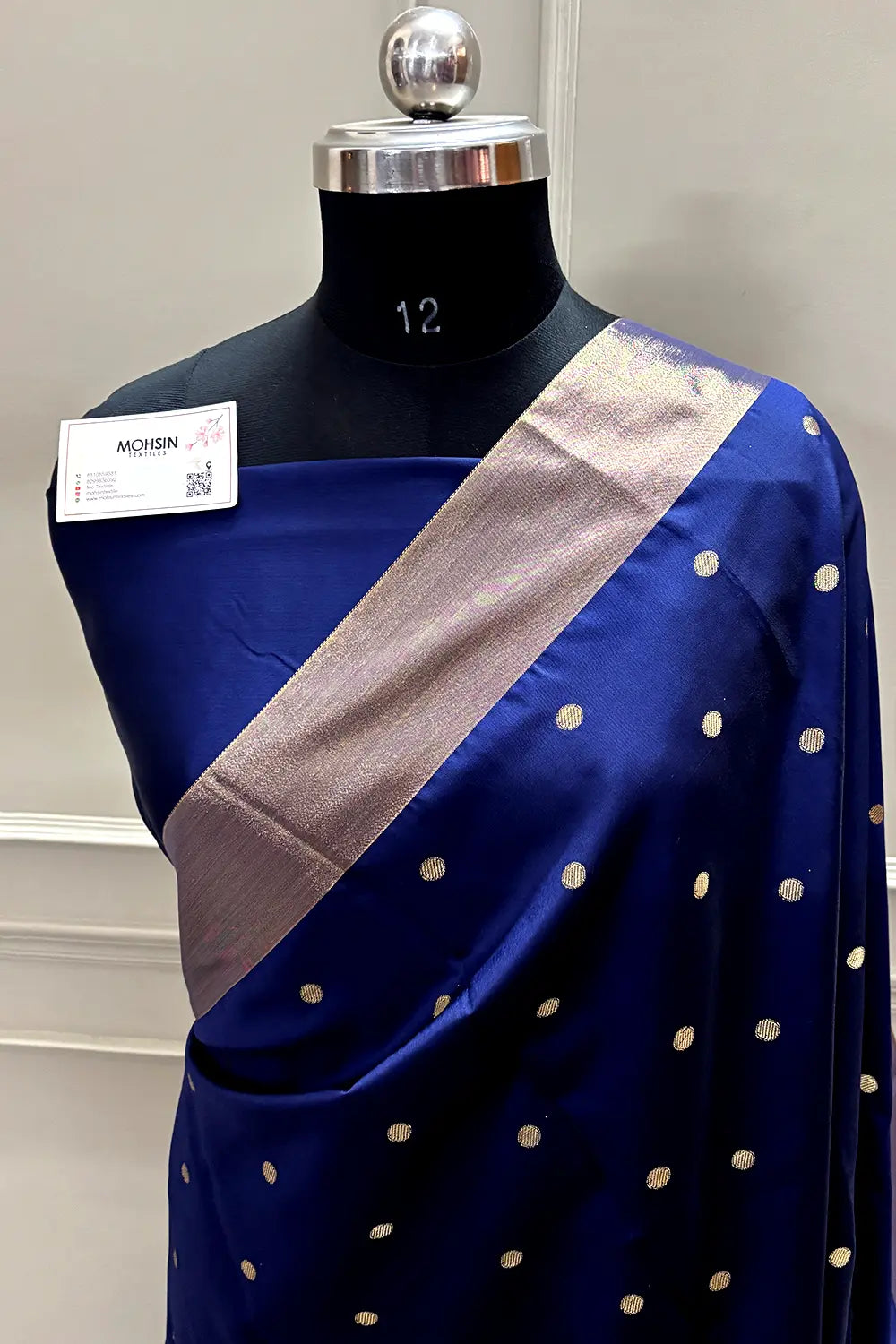Navy Blue Zari Semi Katan Silk Banarasi Saree