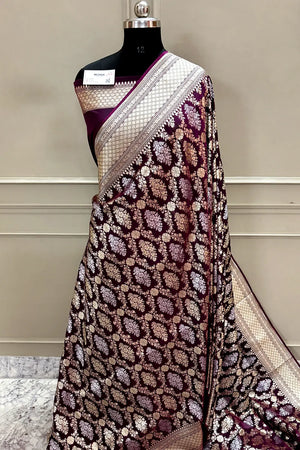 Nita Ambani Purple Katan Silk Banarasi Saree