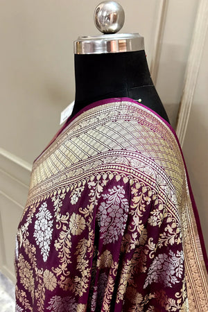 Nita Ambani Purple Katan Silk Banarasi Saree