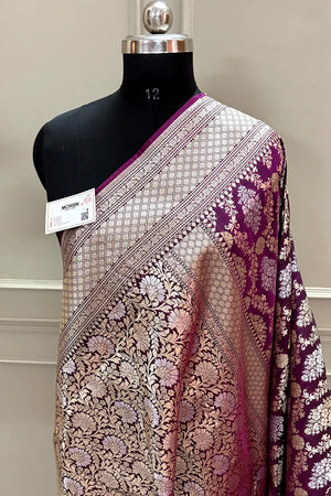 Nita Ambani Purple Katan Silk Banarasi Saree