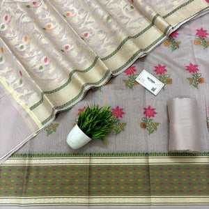 Onion Beige Resham Banarasi Silk Suit