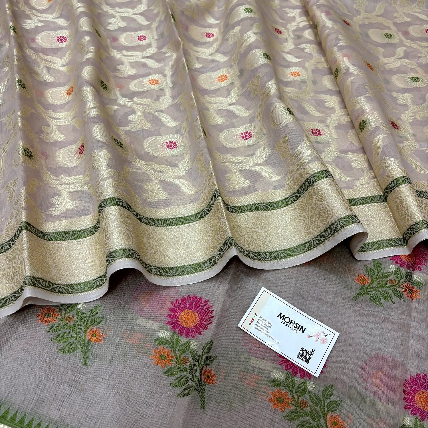 Onion Beige Resham Banarasi Silk Suit