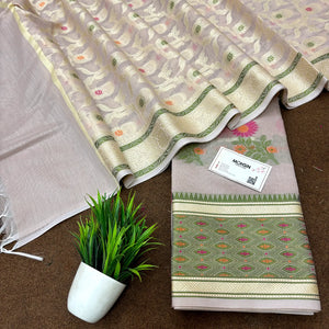 Onion Beige Resham Banarasi Silk Suit