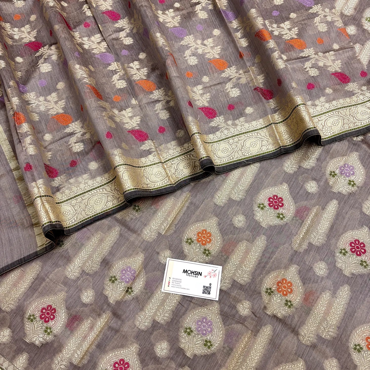 Onion Grey Resham Banarasi Silk Suit