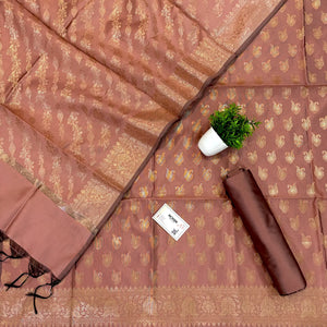 Onion Peach Chirag Buti Satin Silk Banarasi Suit