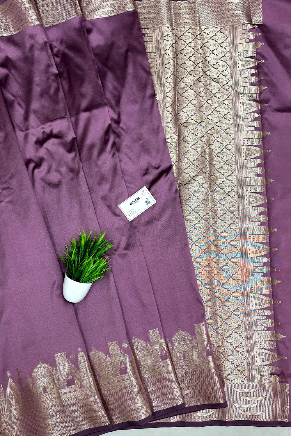Onion Pink Kalyug Plain Semi Katan Silk Banarasi Saree