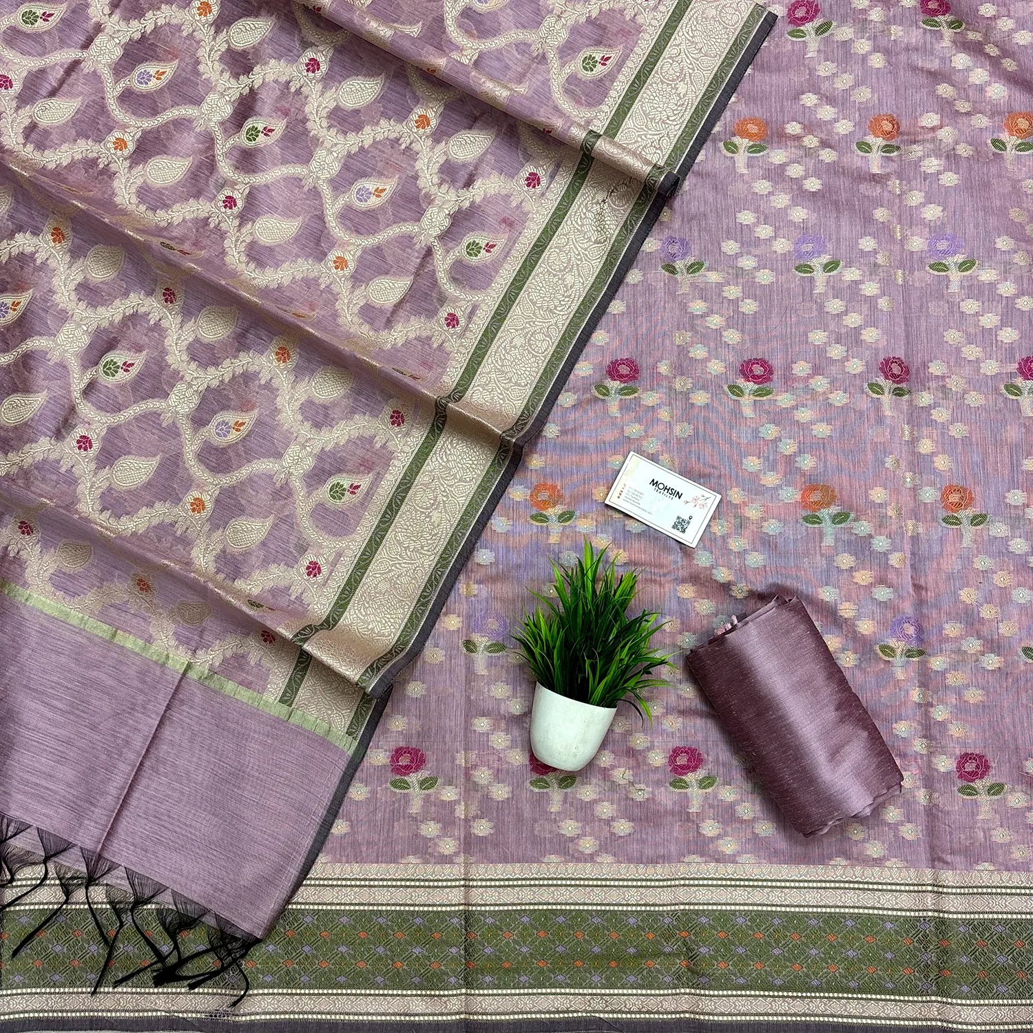 Onion Pink Resham Banarasi Silk Suit