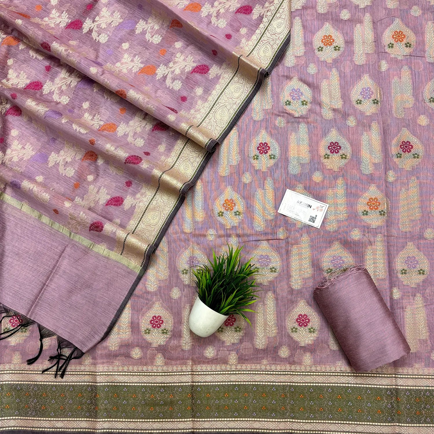 Onion Pink Resham Banarasi Silk Suit