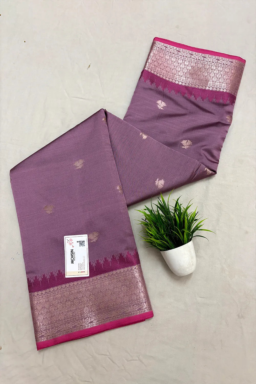 Onion Pink Semi Katan Silk Banarasi Saree