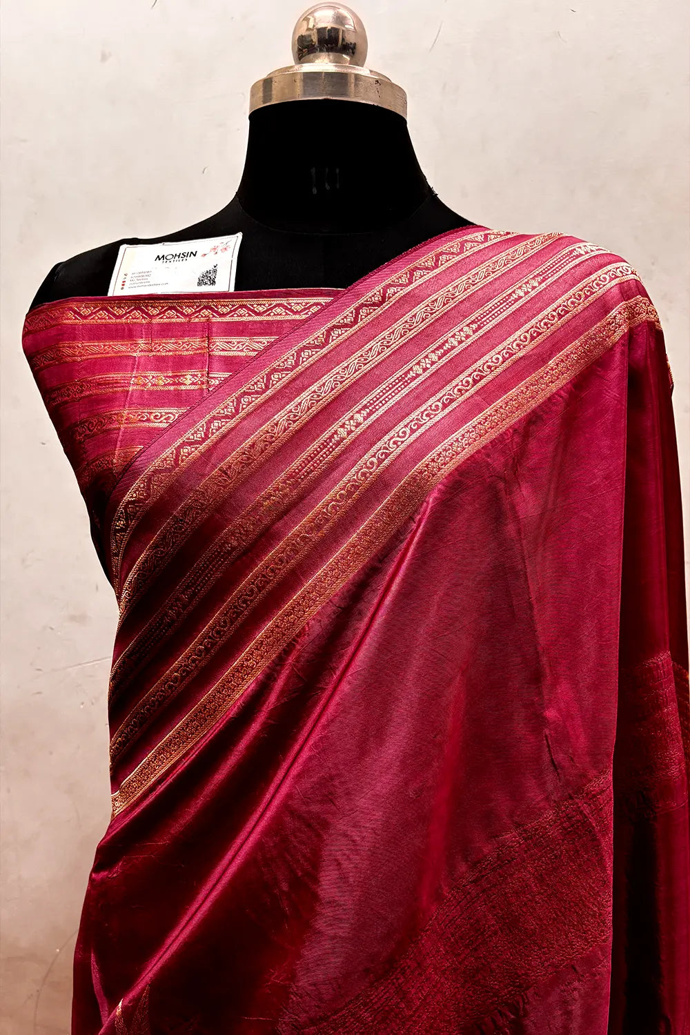 Onion Pink Zari Viscose Georgette Silk Banarasi Saree