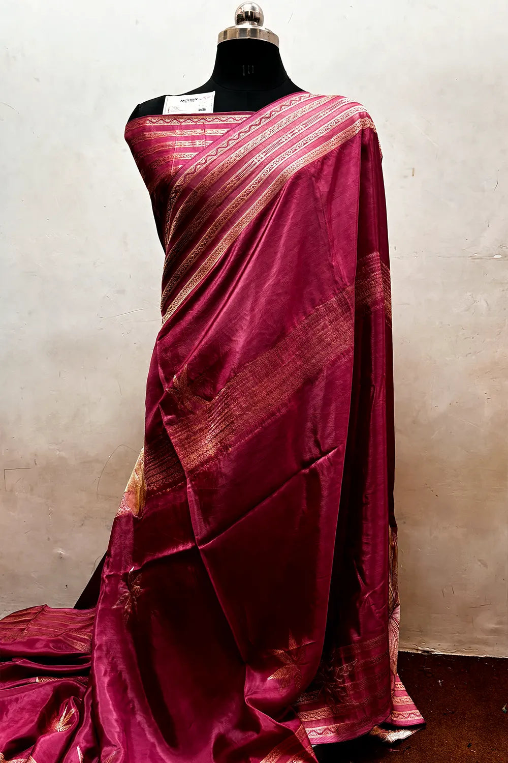Onion Pink Zari Viscose Georgette Silk Banarasi Saree