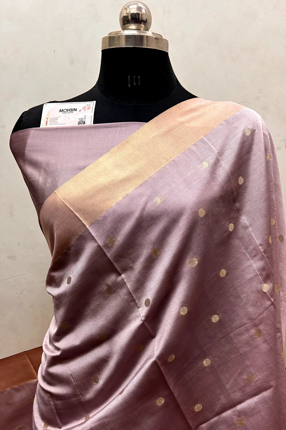 Onion Pink Zari Semi Katan Silk Banarasi Saree