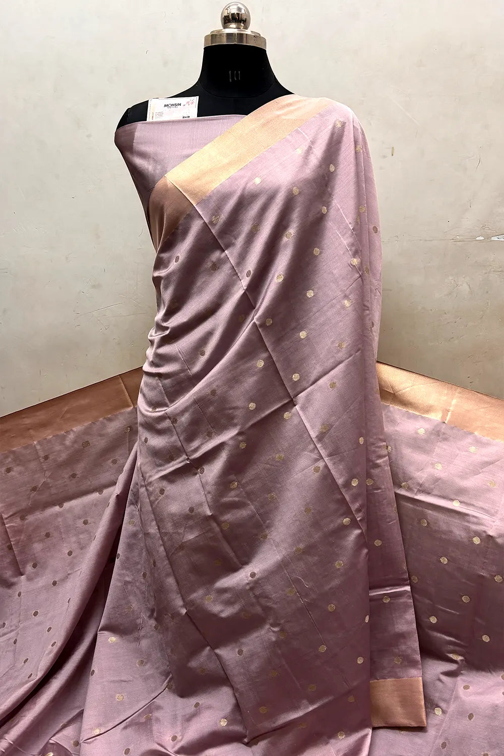 Onion Pink Zari Semi Katan Silk Banarasi Saree