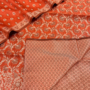 Orange Angoori Jaal Cotton Silk Banarasi Suit
