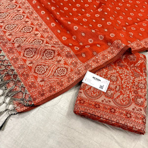 Orange Angoori Jaal Cotton Silk Banarasi Suit