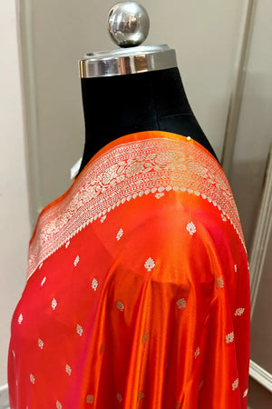 Orange Chitrani Buti Katan Silk Banarasi Saree