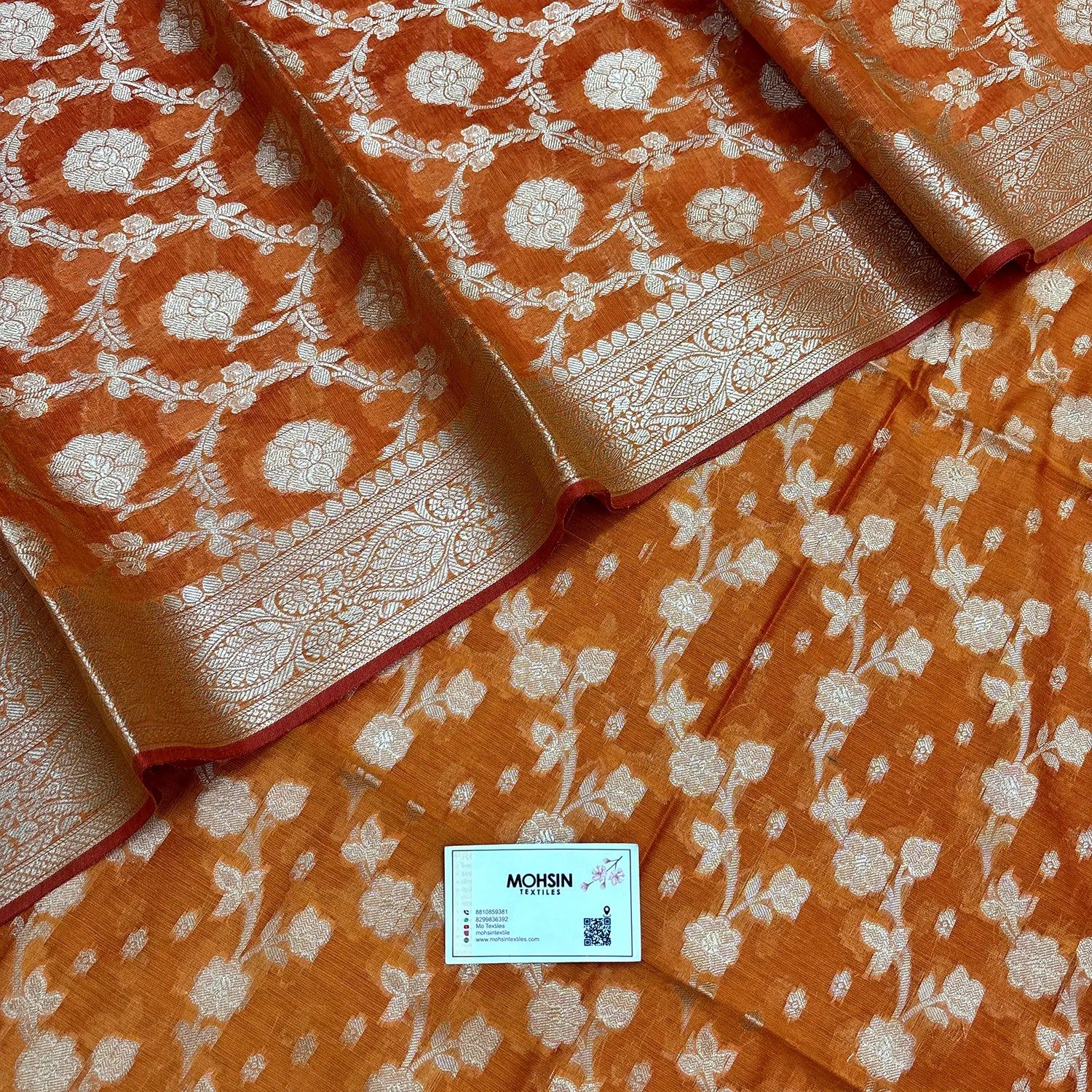 Orange Dracula Jaal Banarasi Silk Suit