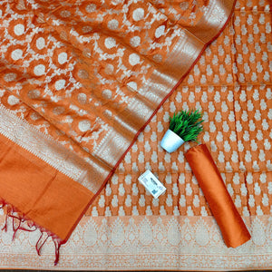 Orange Dracula Paisley Banarasi Silk Suit