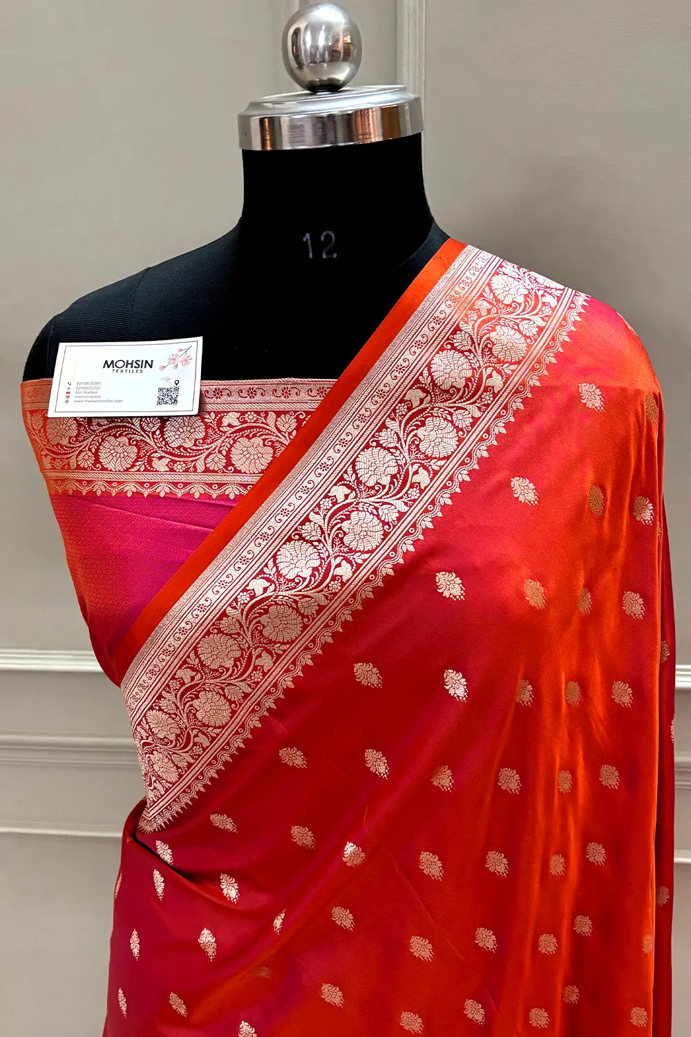 Orange Flying Buti Katan Silk Banarasi Saree