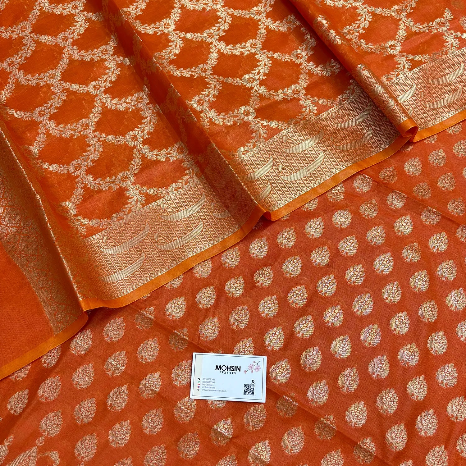 Orange Ghat Buti Banarasi Silk Suit