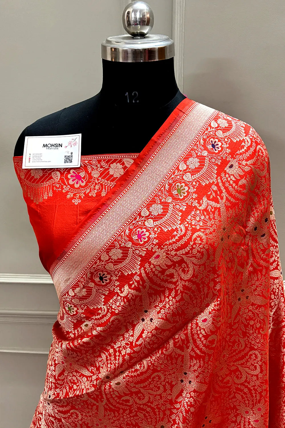 Orange Handloom Pure Katan Silk Banarasi Saree