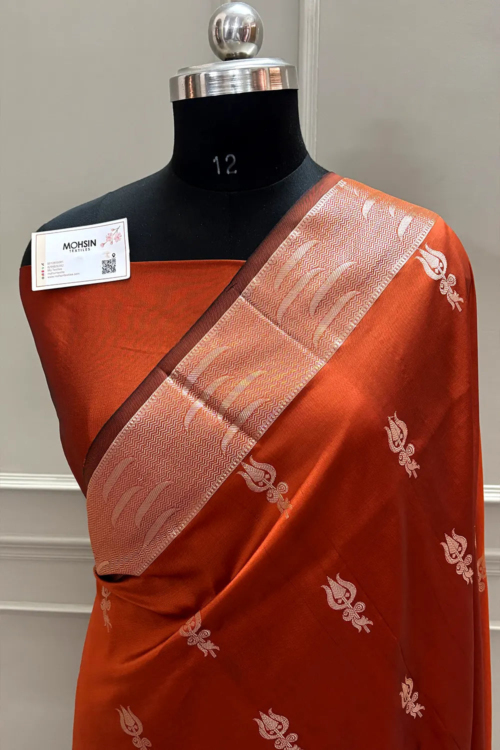 Orange Kalyug Semi Katan Silk Banarasi Saree