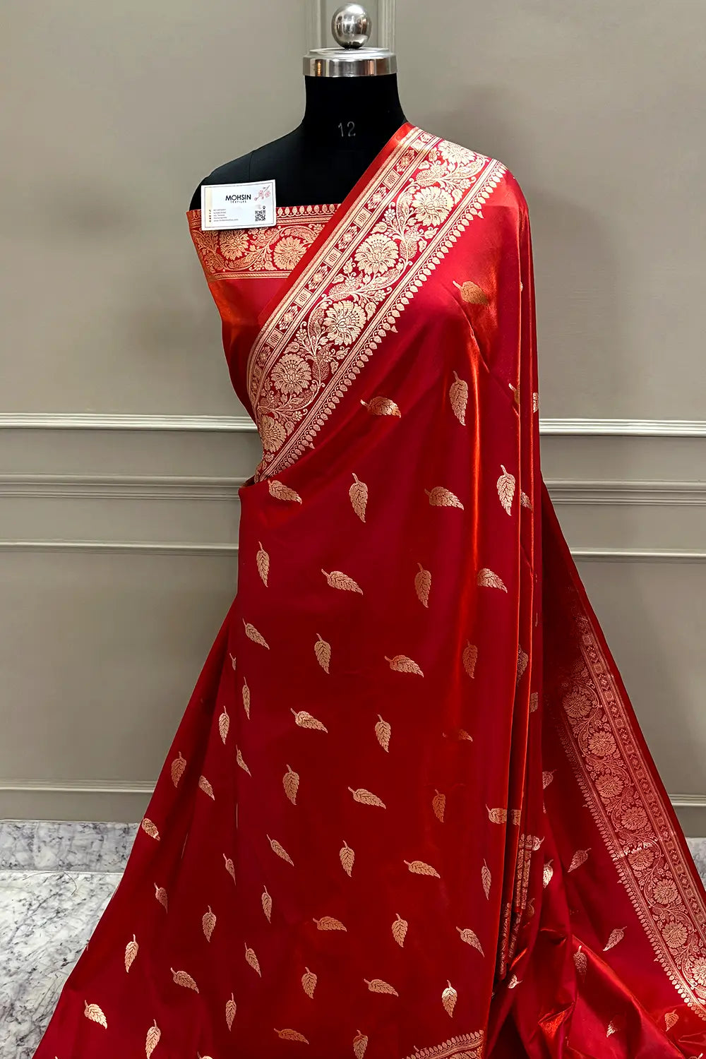 Orange Magenta Zari Satin Silk Banarasi Saree