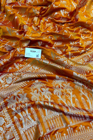 Orange Masakali Katan Silk Banarasi Saree