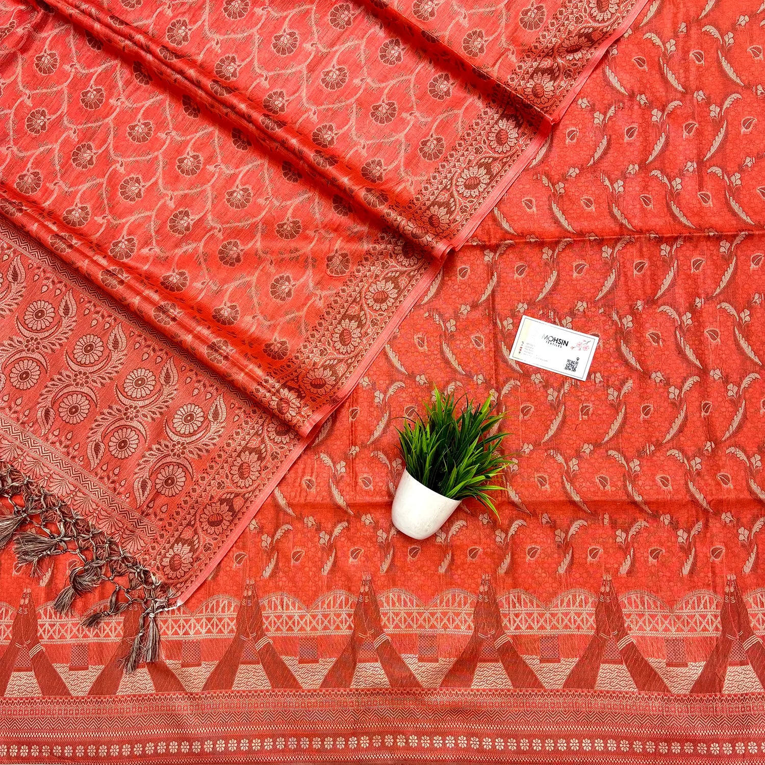 Orange Namo Ghat Cotton Silk Banarasi Suit