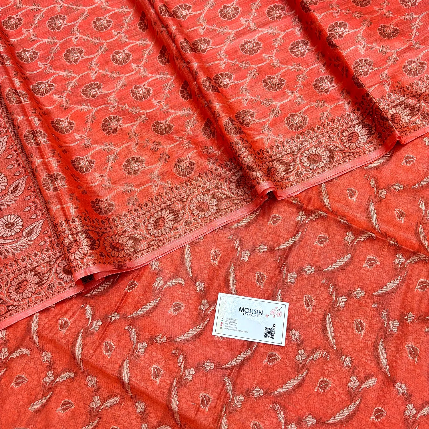 Orange Namo Ghat Cotton Silk Banarasi Suit