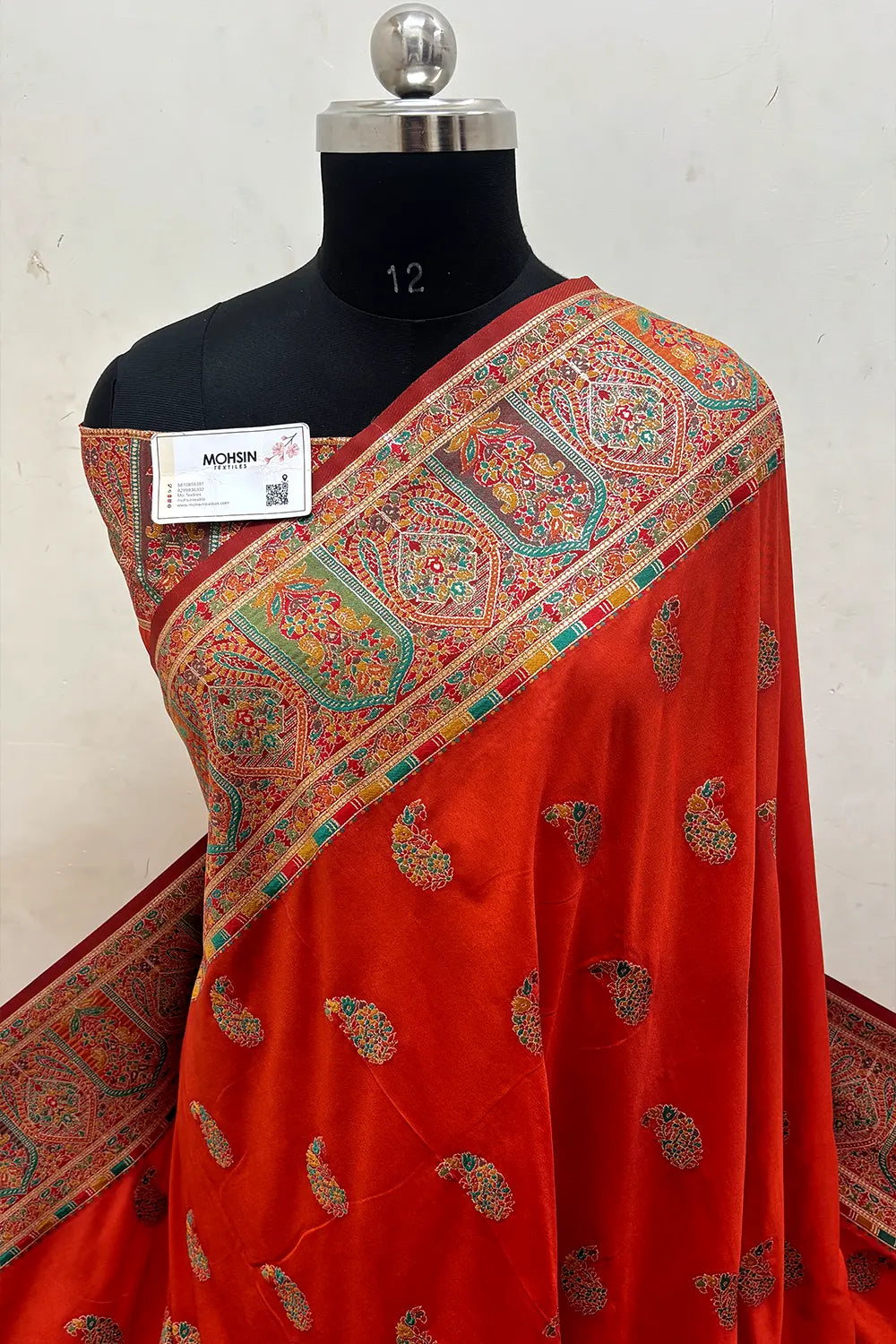 Orange Pashmina Silk Banarasi Saree