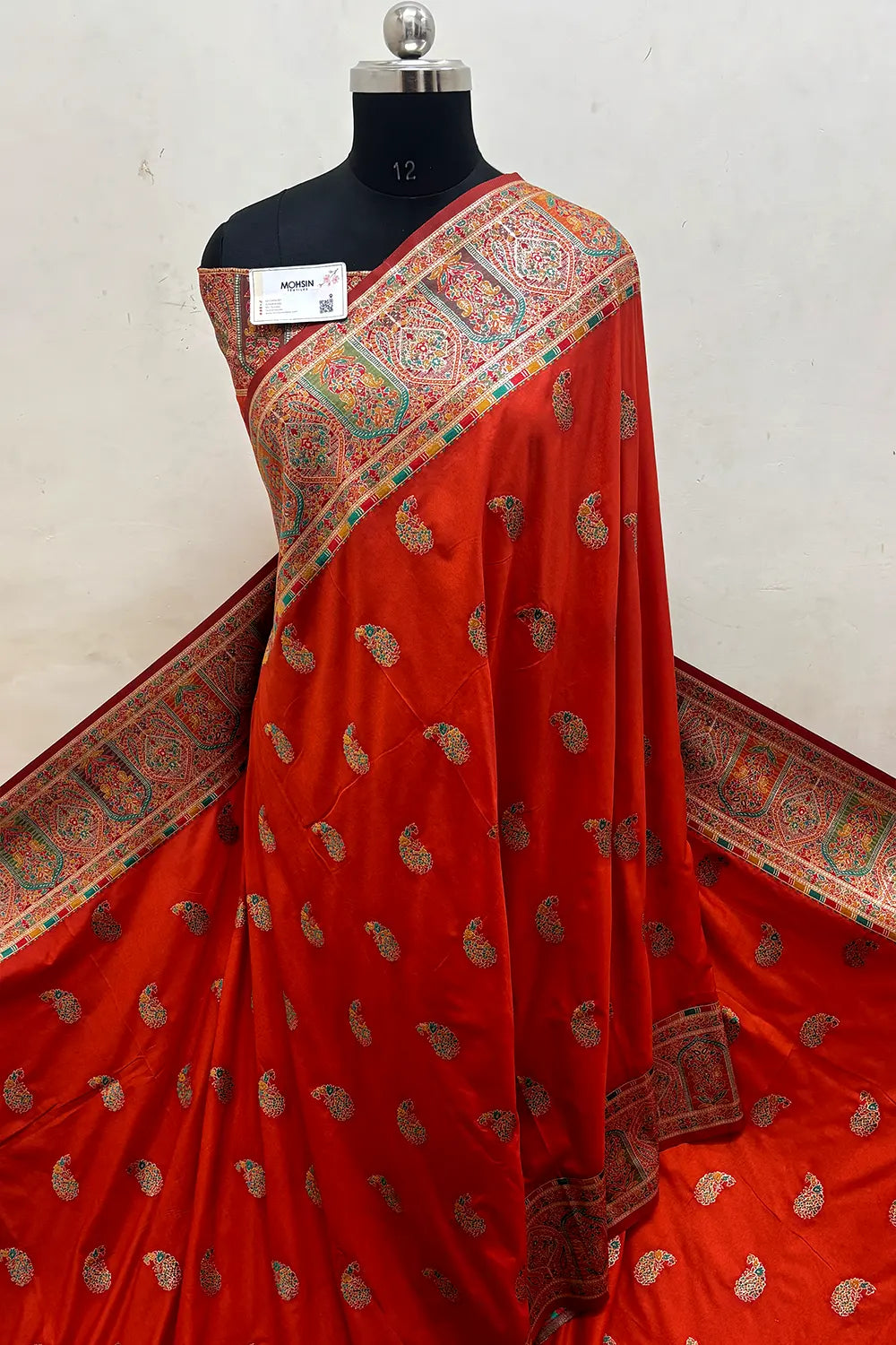 Orange Pashmina Silk Banarasi Saree