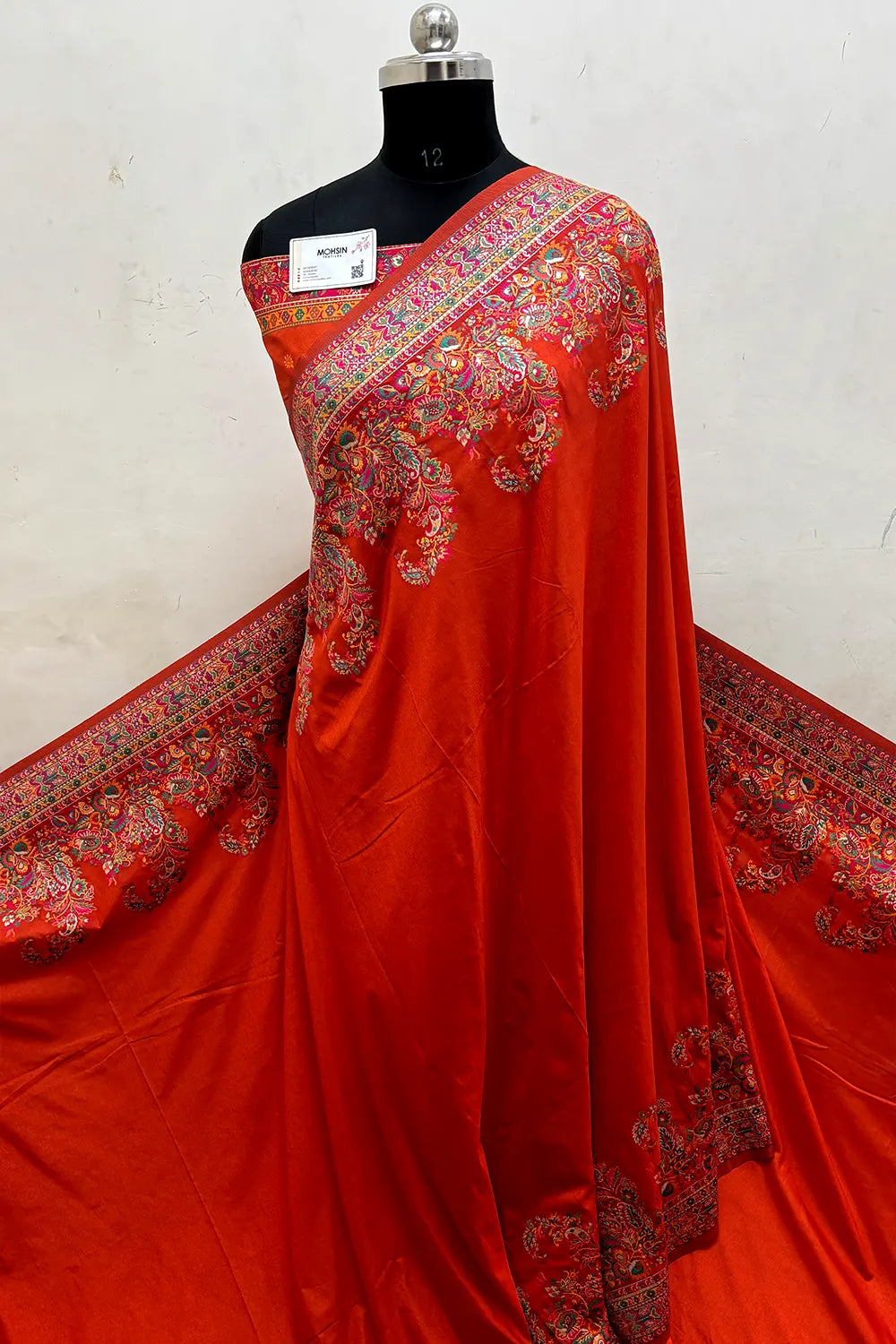 Orange Pashmina Silk Banarasi Saree