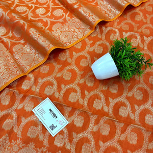 Orange Persian Jaal Banarasi Silk Suit