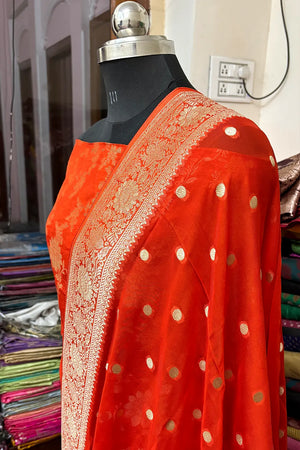 Orange Pure Viscose Georgette Banarasi Suit