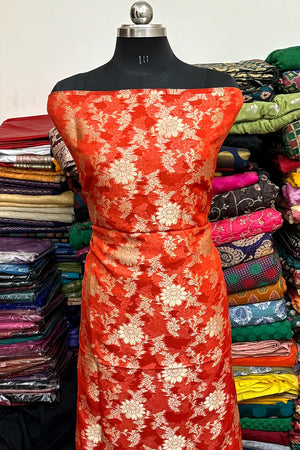 Orange Pure Viscose Georgette Banarasi Suit