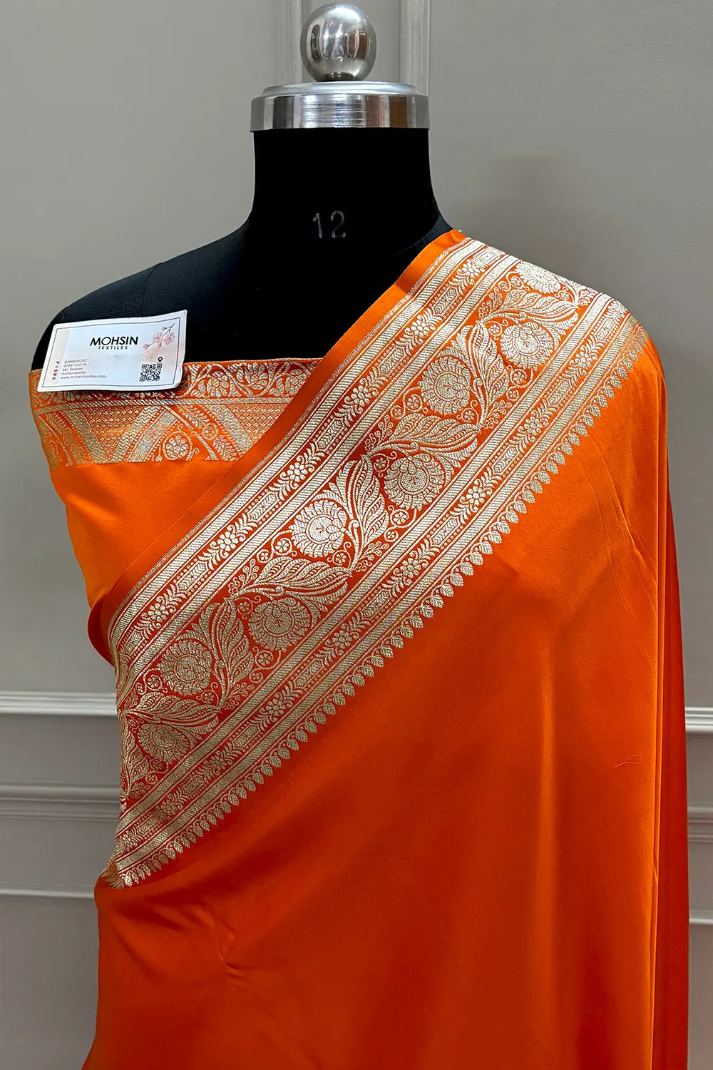 Orange Royal Plain Katan Silk Banarasi Saree