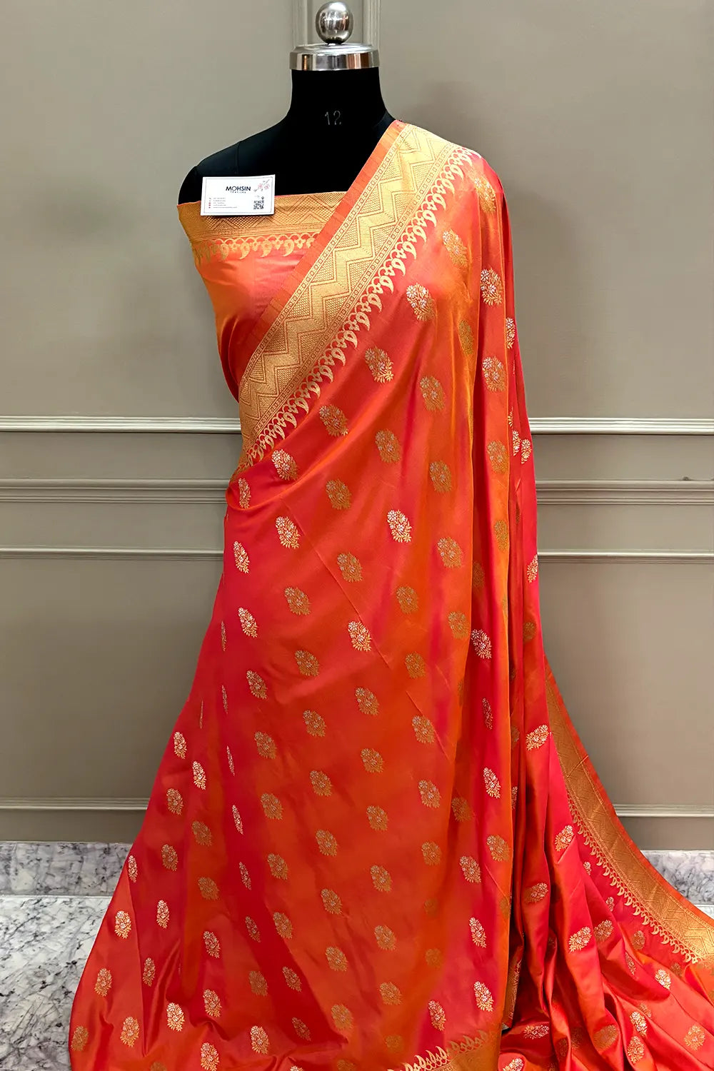 Orange Zari Banarasi Silk Saree