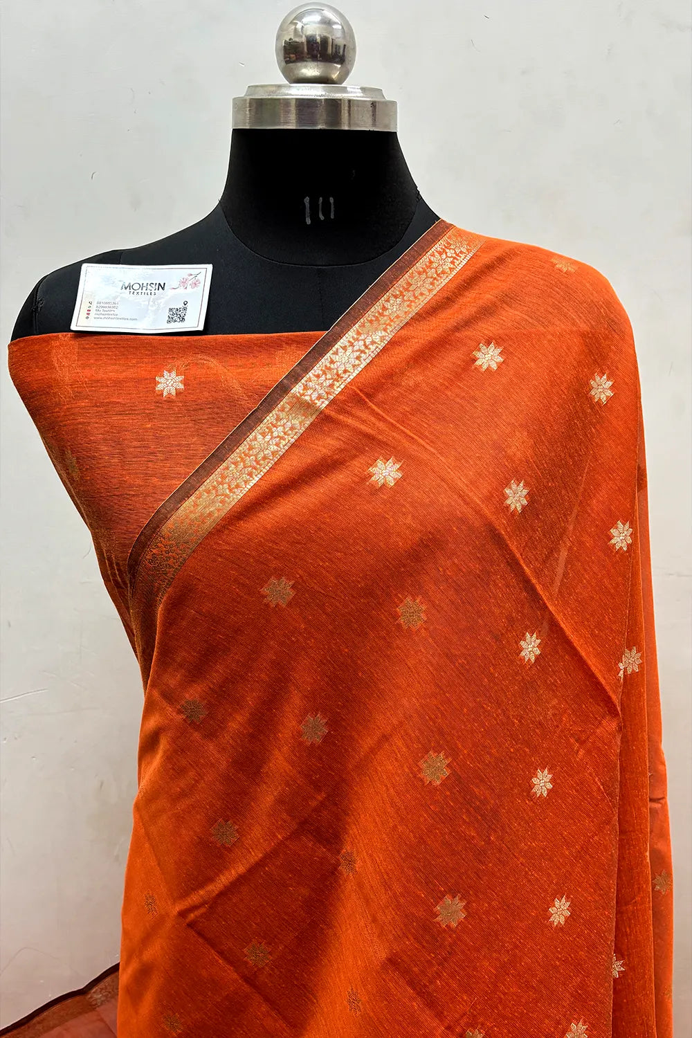 Orange Zari Banarasi Silk Saree