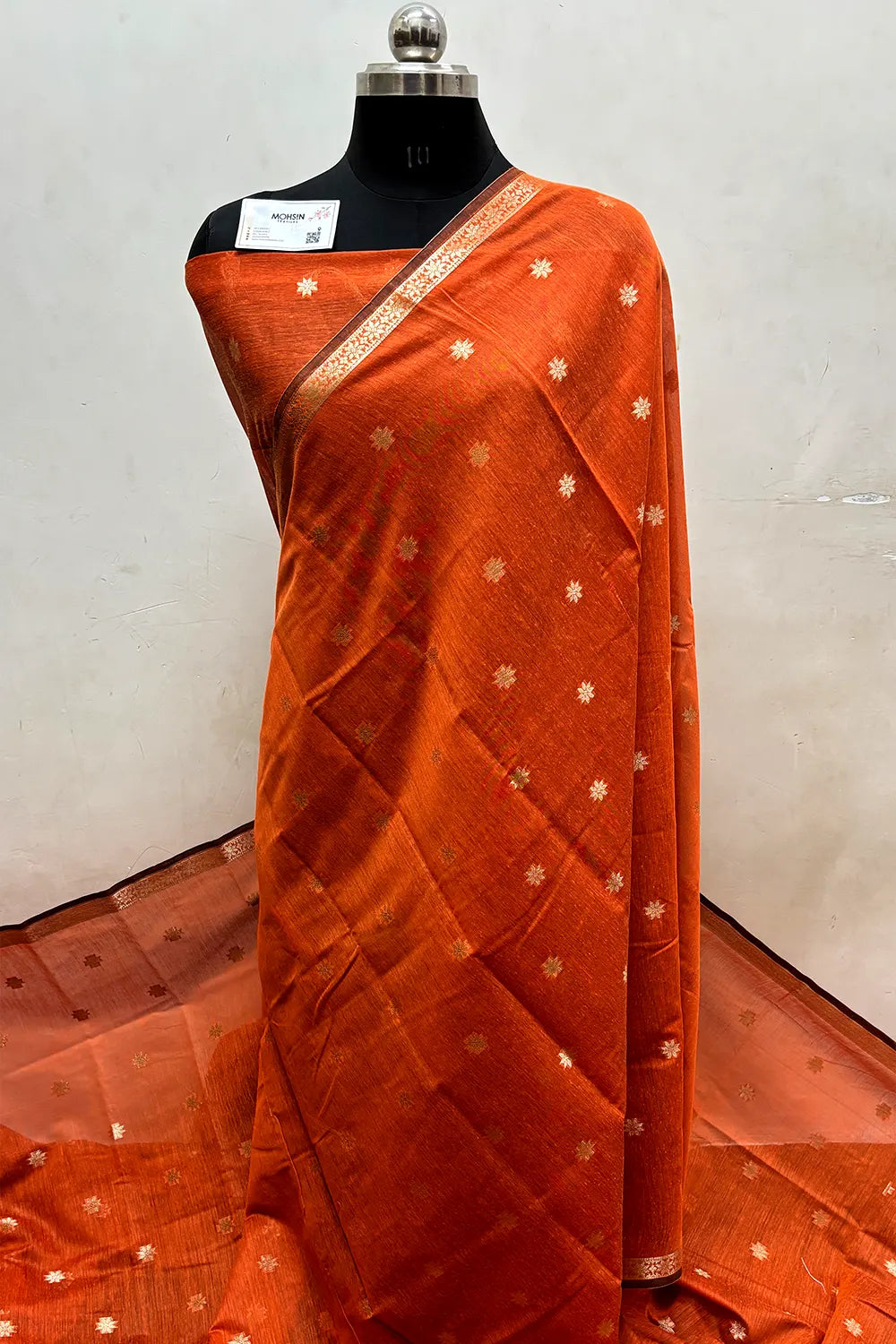Orange Zari Banarasi Silk Saree