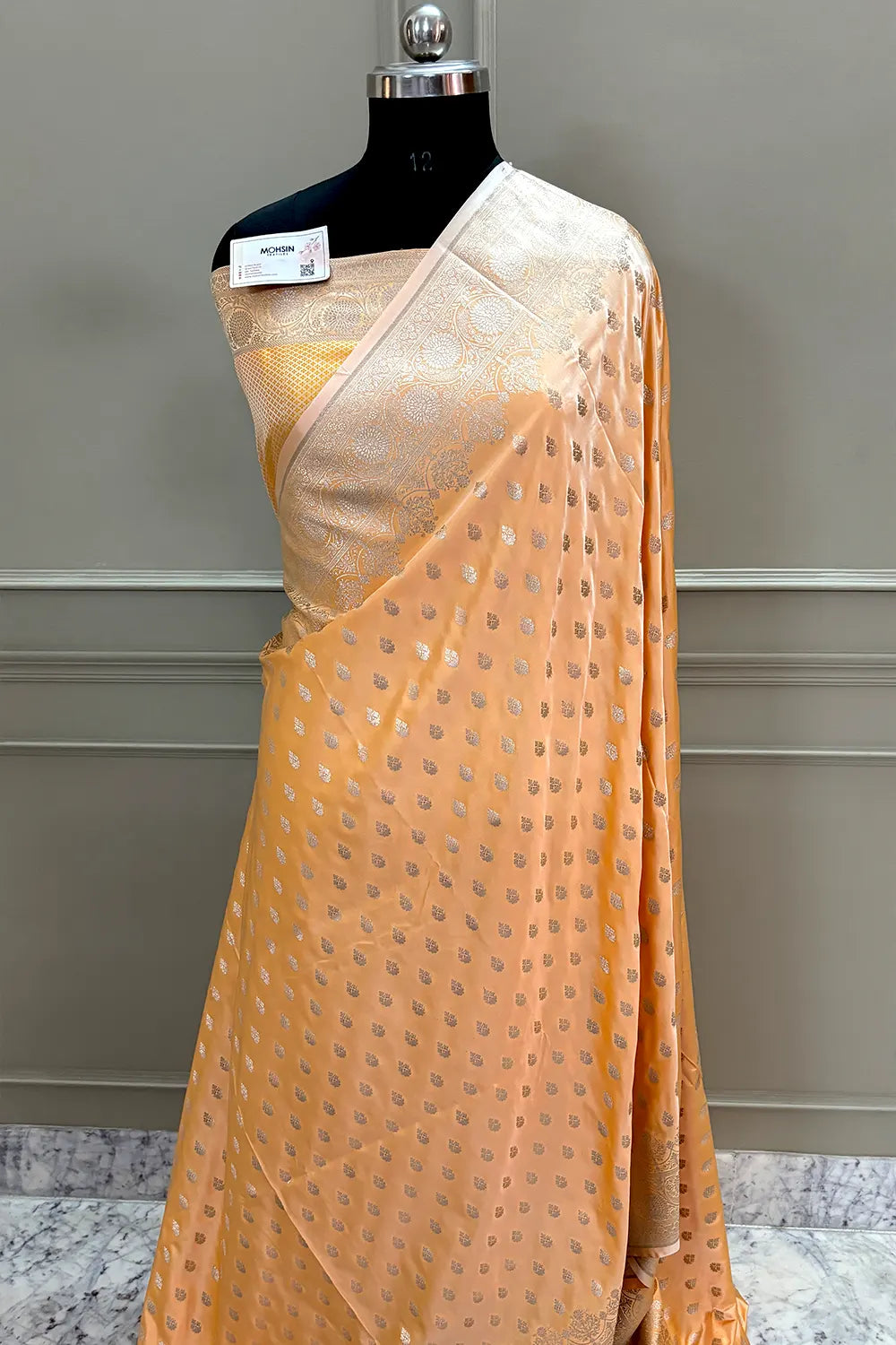 Orange Zari Katan Silk Banarasi Saree