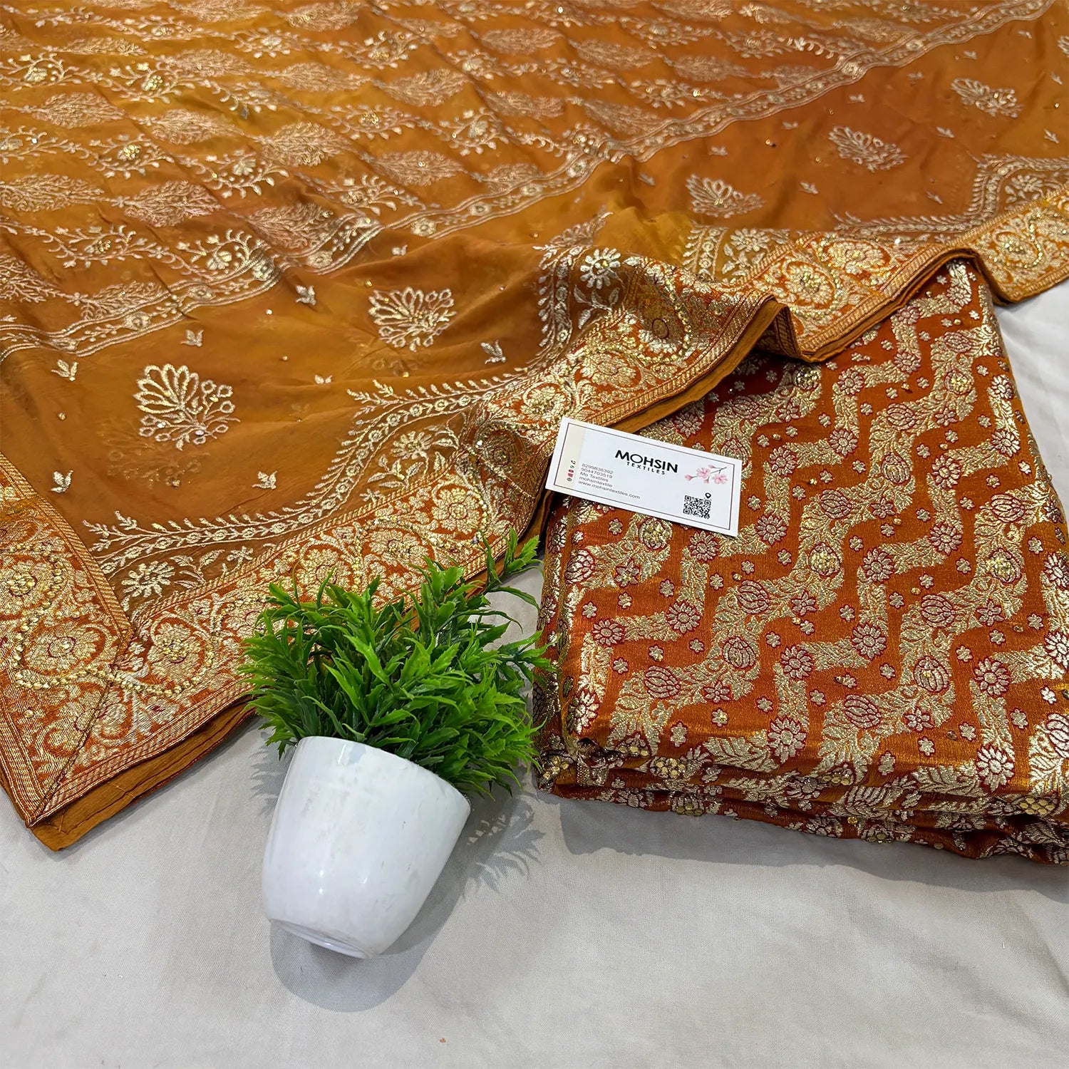 Orange Zari Kimkhab Silk Banarasi Gharara