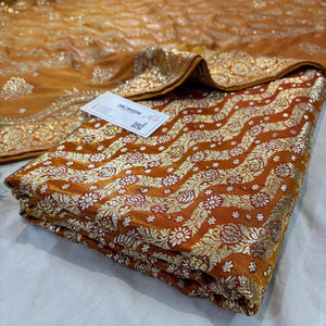 Orange Zari Kimkhab Silk Banarasi Gharara