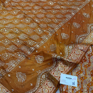 Orange Zari Kimkhab Silk Banarasi Gharara