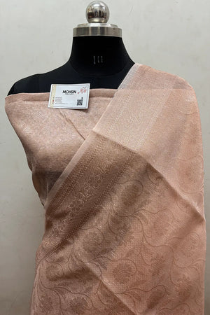 Orange Zari Linen Silk Banarasi Saree