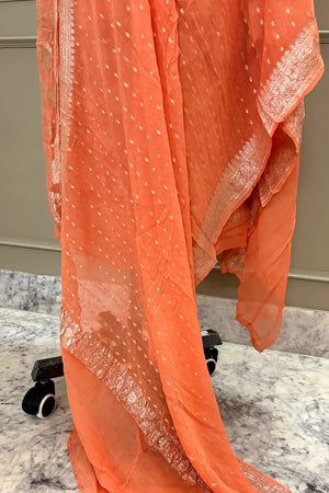 Orange Zari Pure Georgette Silk Banarasi Suit