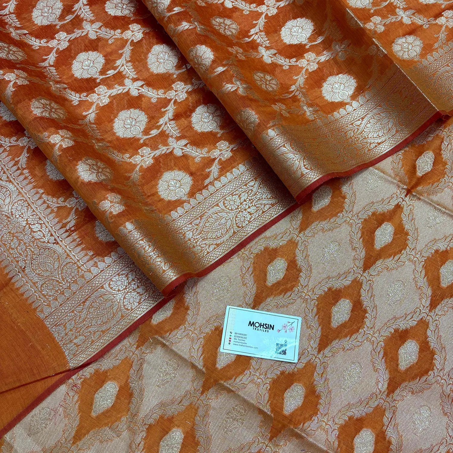 Orange Zari Banarasi Silk Suit