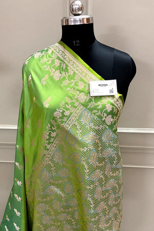 Parrot Green Tejo Katan Silk Banarasi Saree