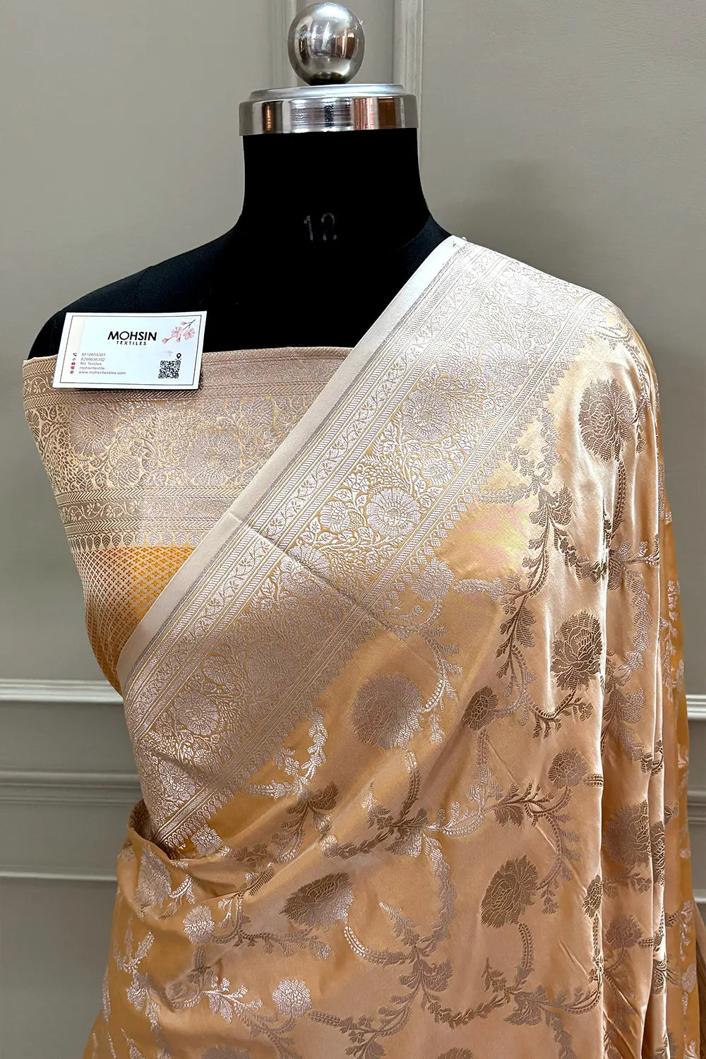 Pastel Orange Laabela Jaal Katan Silk Banarasi Saree