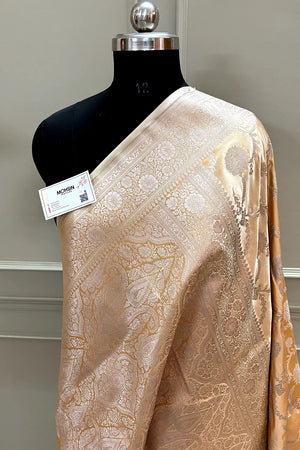Pastel Orange Laabela Jaal Katan Silk Banarasi Saree